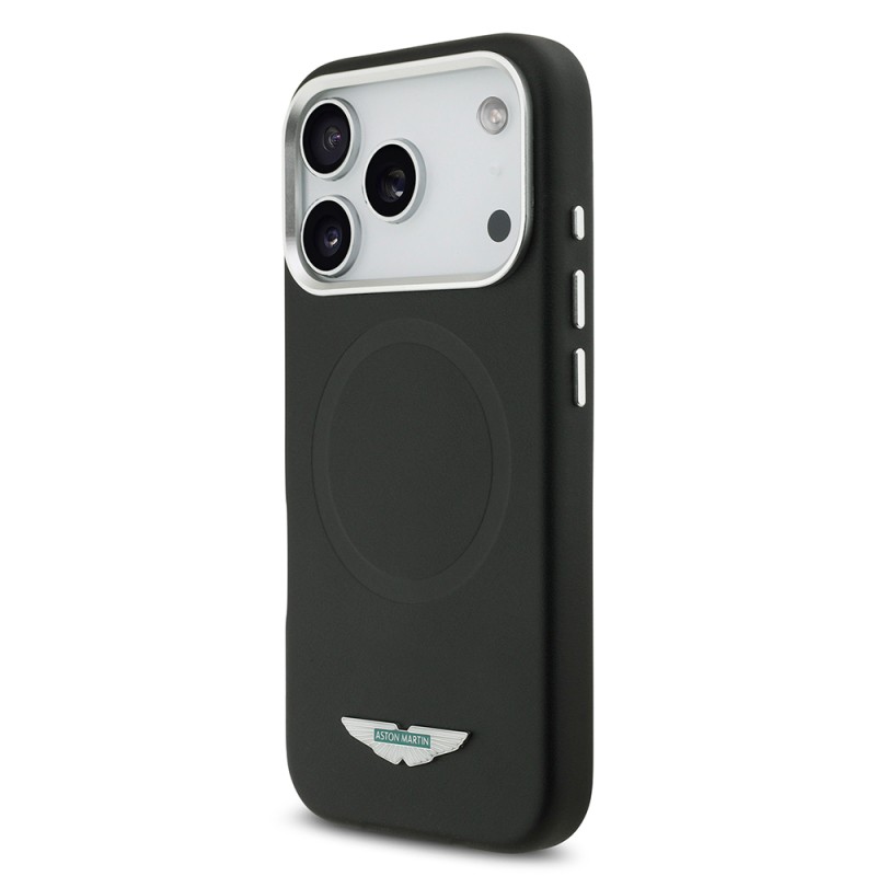Apple iPhone 17 Pro Case Aston Martin Original Licensed M-Safe Charging Feature Metal Logo PU Leather Cover - 3
