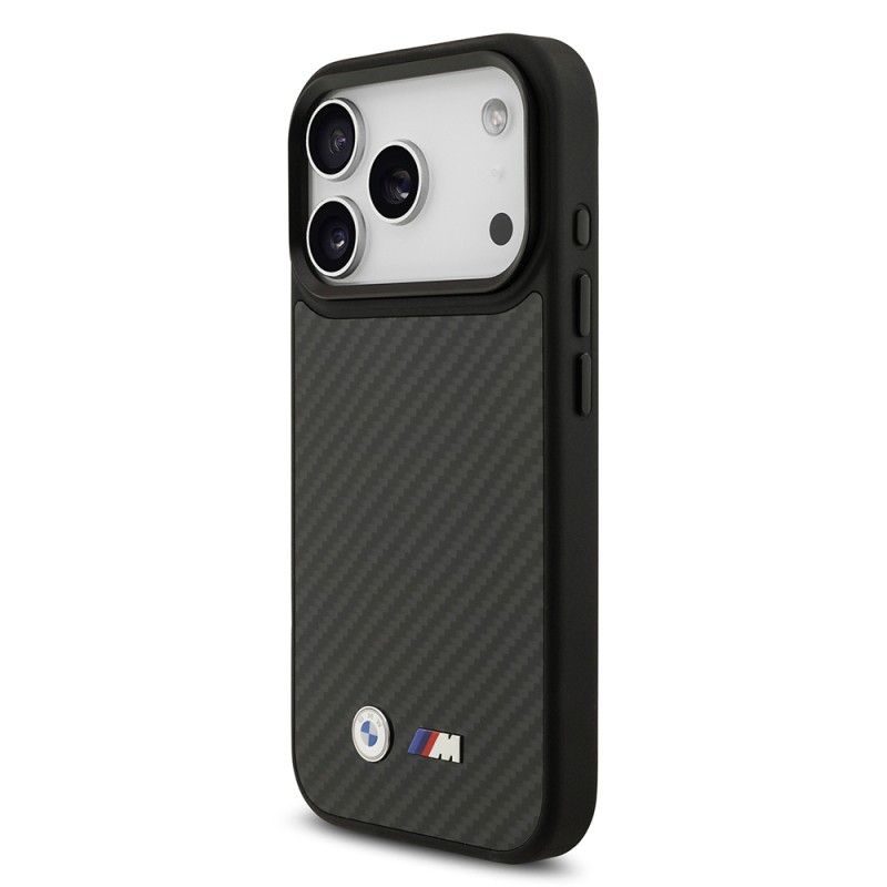 Apple iPhone 17 Pro Case BMW Original Licensed M-safe Charging Feature Carbon Fiber Metal Logo Cover - 3