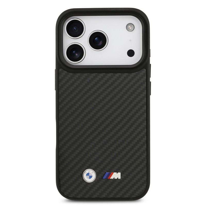 Apple iPhone 17 Pro Case BMW Original Licensed M-safe Charging Feature Carbon Fiber Metal Logo Cover - 4