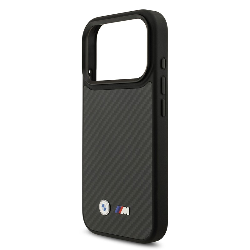 Apple iPhone 17 Pro Case BMW Original Licensed M-safe Charging Feature Carbon Fiber Metal Logo Cover - 7