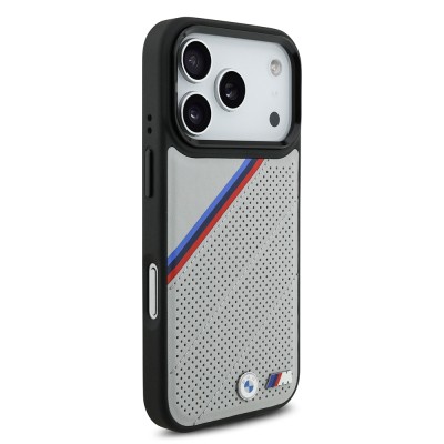 Apple iPhone 17 Pro Case BMW Original Licensed M-Safe Charging Feature M Logo Three Stripe Perforated Leather Cover - 6