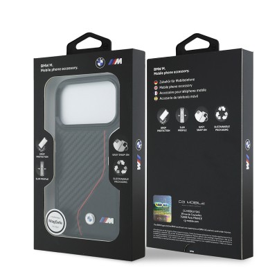 Apple iPhone 17 Pro Case BMW Original Licensed M-Safe Charging Feature Metal BMW and M Logo PU Carbon Design Cover - 10