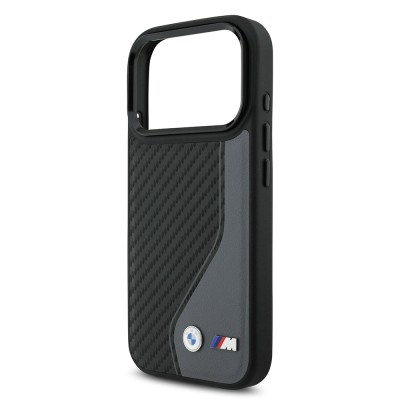 Apple iPhone 17 Pro Case BMW Original Licensed M-Safe Charging Feature Metal BMW and M Logo PU Carbon Design Cover - 15
