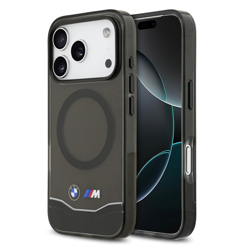 Apple iPhone 17 Pro Case BMW Original Licensed M-Safe Charging Feature Metal Button Design Transparent M Design Cover - 1