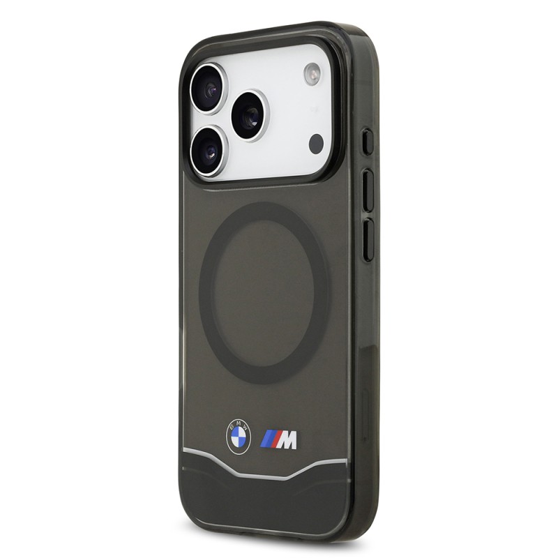 Apple iPhone 17 Pro Case BMW Original Licensed M-Safe Charging Feature Metal Button Design Transparent M Design Cover - 3