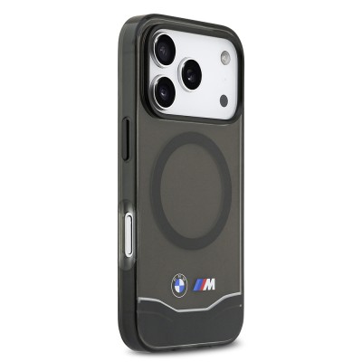 Apple iPhone 17 Pro Case BMW Original Licensed M-Safe Charging Feature Metal Button Design Transparent M Design Cover - 5