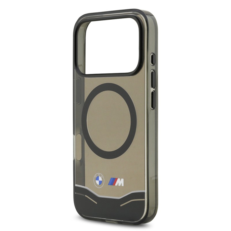 Apple iPhone 17 Pro Case BMW Original Licensed M-Safe Charging Feature Metal Button Design Transparent M Design Cover - 7