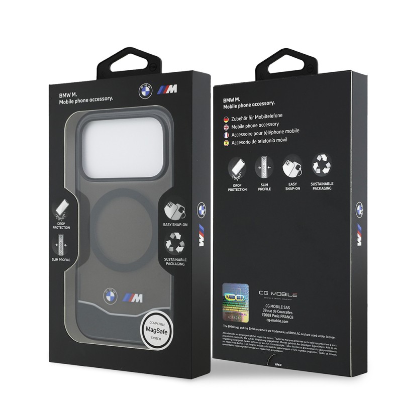 Apple iPhone 17 Pro Case BMW Original Licensed M-Safe Charging Feature Metal Button Design Transparent M Design Cover - 9