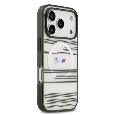 Apple iPhone 17 Pro Case BMW Original Licensed M-Safe Charging Feature Metal Camera Button Horizontal Stripe M Design Cover - 14