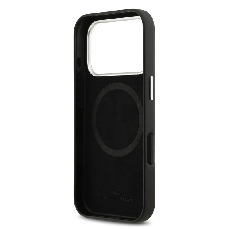 Apple iPhone 17 Pro Case BMW Original Licensed M-Safe Charging Feature Metal Logo Full Cover Leather Cover - 11