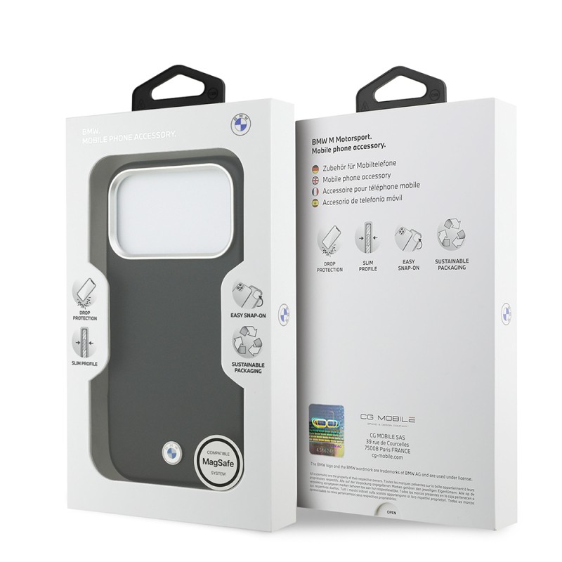 Apple iPhone 17 Pro Case BMW Original Licensed M-Safe Charging Feature Metal Logo Full Cover Leather Cover - 12