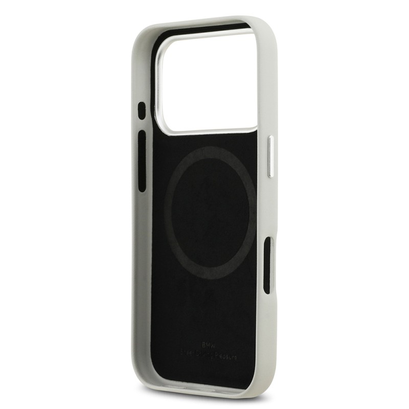 Apple iPhone 17 Pro Case BMW Original Licensed M-Safe Charging Feature Metal Logo Full Cover Leather Cover - 18