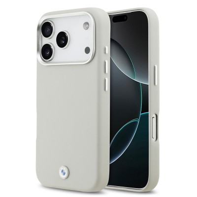 Apple iPhone 17 Pro Case BMW Original Licensed M-Safe Charging Feature Metal Logo Full Cover Leather Cover - 3