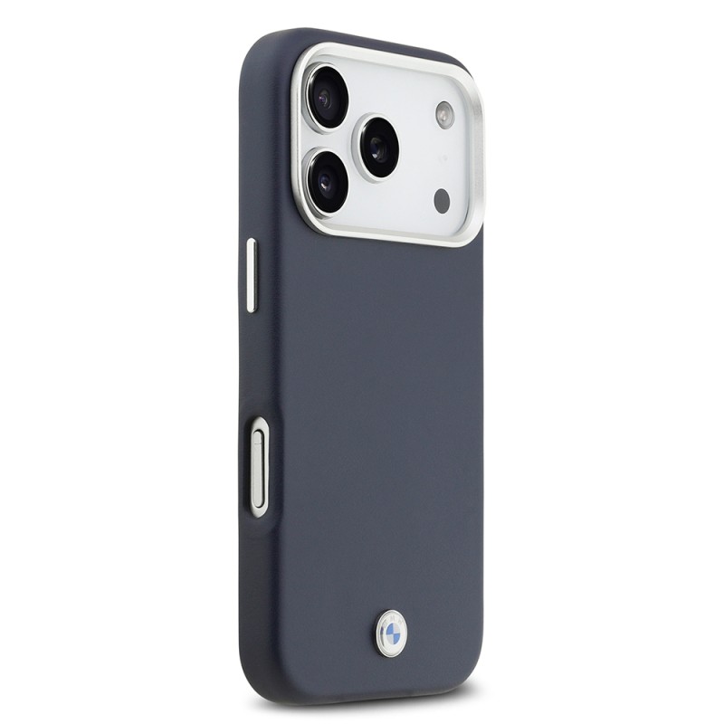 Apple iPhone 17 Pro Case BMW Original Licensed M-Safe Charging Feature Metal Logo Full Cover Leather Cover - 22
