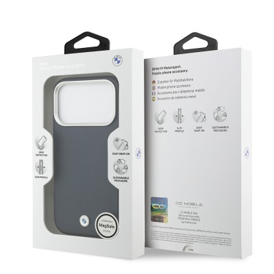 Apple iPhone 17 Pro Case BMW Original Licensed M-Safe Charging Feature Metal Logo Full Cover Leather Cover - 32
