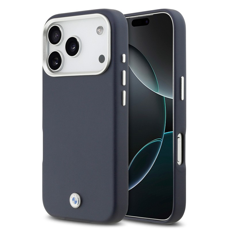 Apple iPhone 17 Pro Case BMW Original Licensed M-Safe Charging Feature Metal Logo Full Cover Leather Cover - 5