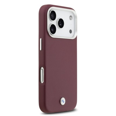 Apple iPhone 17 Pro Case BMW Original Licensed M-Safe Charging Feature Metal Logo Full Cover Leather Cover - 28