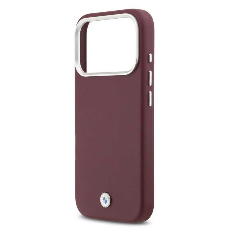 Apple iPhone 17 Pro Case BMW Original Licensed M-Safe Charging Feature Metal Logo Full Cover Leather Cover - 30