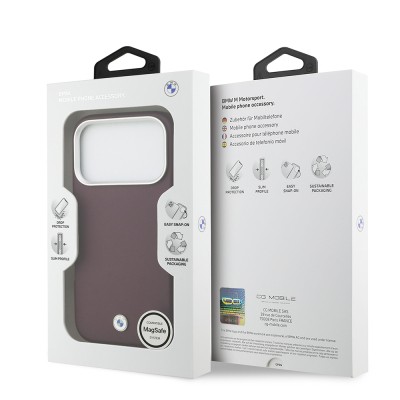 Apple iPhone 17 Pro Case BMW Original Licensed M-Safe Charging Feature Metal Logo Full Cover Leather Cover - 33