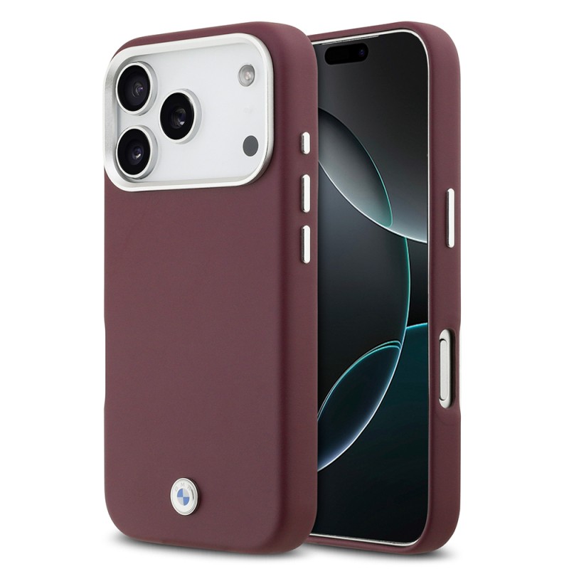 Apple iPhone 17 Pro Case BMW Original Licensed M-Safe Charging Feature Metal Logo Full Cover Leather Cover - 4