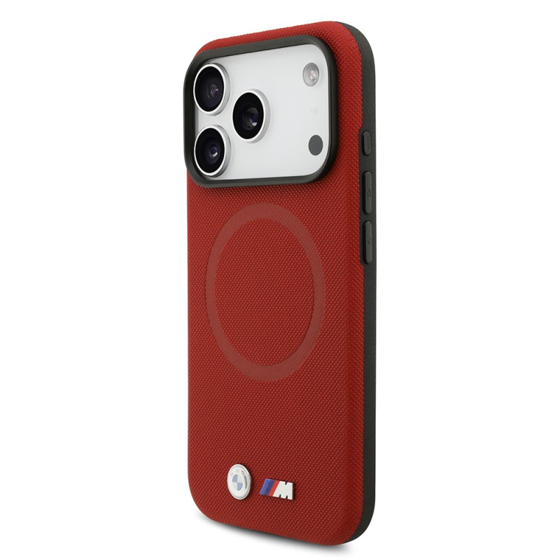 Apple iPhone 17 Pro Case BMW Original Licensed M-Safe Charging Feature Metal Logo Perforated M Design Leather Cover - 7