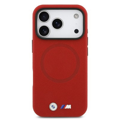 Apple iPhone 17 Pro Case BMW Original Licensed M-Safe Charging Feature Metal Logo Perforated M Design Leather Cover - 8