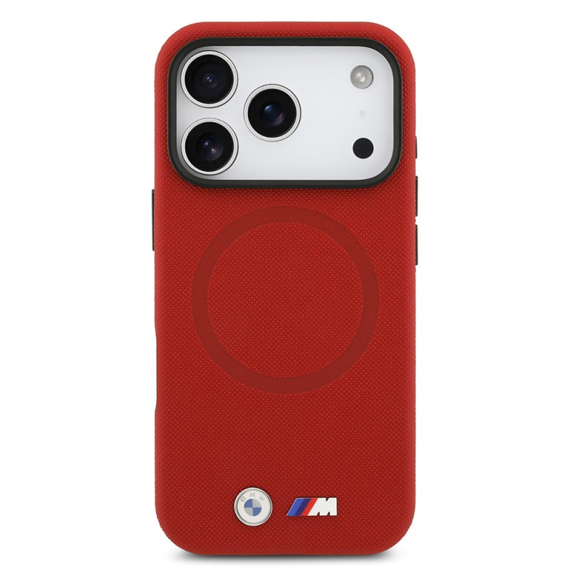 Apple iPhone 17 Pro Case BMW Original Licensed M-Safe Charging Feature Metal Logo Perforated M Design Leather Cover - 8