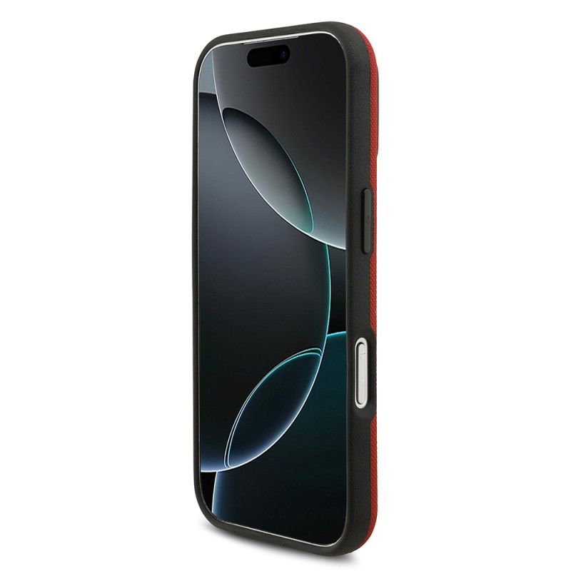 Apple iPhone 17 Pro Case BMW Original Licensed M-Safe Charging Feature Metal Logo Perforated M Design Leather Cover - 10