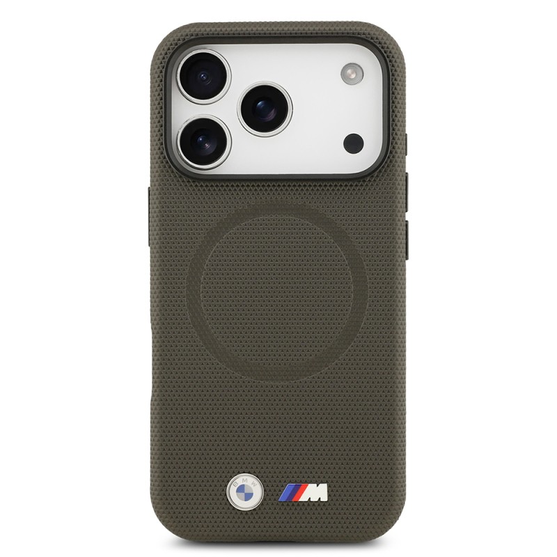 Apple iPhone 17 Pro Case BMW Original Licensed M-Safe Charging Feature Metal Logo Perforated M Design Leather Cover - 14