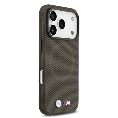 Apple iPhone 17 Pro Case BMW Original Licensed M-Safe Charging Feature Metal Logo Perforated M Design Leather Cover - 15