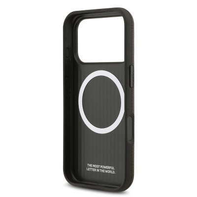 Apple iPhone 17 Pro Case BMW Original Licensed M-Safe Charging Feature Metal Logo Perforated M Design Leather Cover - 18