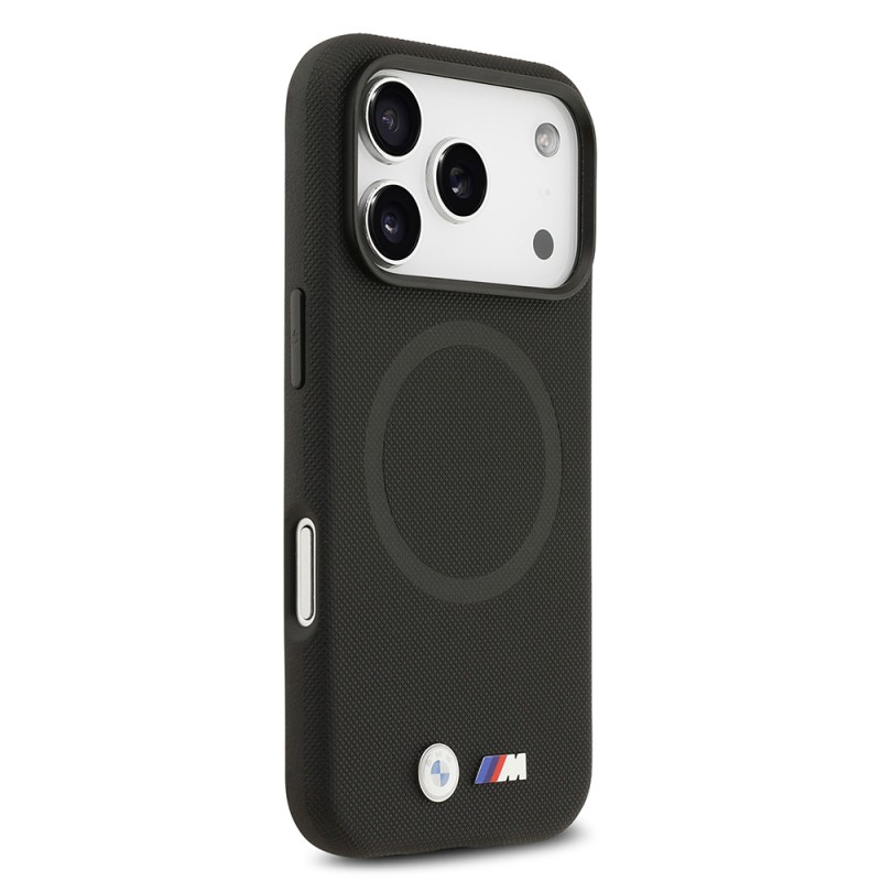 Apple iPhone 17 Pro Case BMW Original Licensed M-Safe Charging Feature Metal Logo Perforated M Design Leather Cover - 21