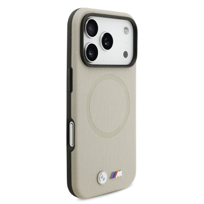 Apple iPhone 17 Pro Case BMW Original Licensed M-Safe Charging Feature Metal Logo Perforated M Design Leather Cover - 27