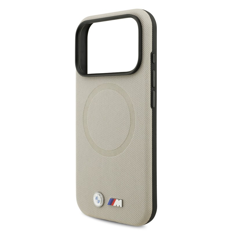 Apple iPhone 17 Pro Case BMW Original Licensed M-Safe Charging Feature Metal Logo Perforated M Design Leather Cover - 29