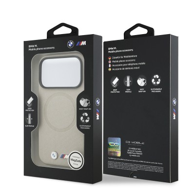 Apple iPhone 17 Pro Case BMW Original Licensed M-Safe Charging Feature Metal Logo Perforated M Design Leather Cover - 40