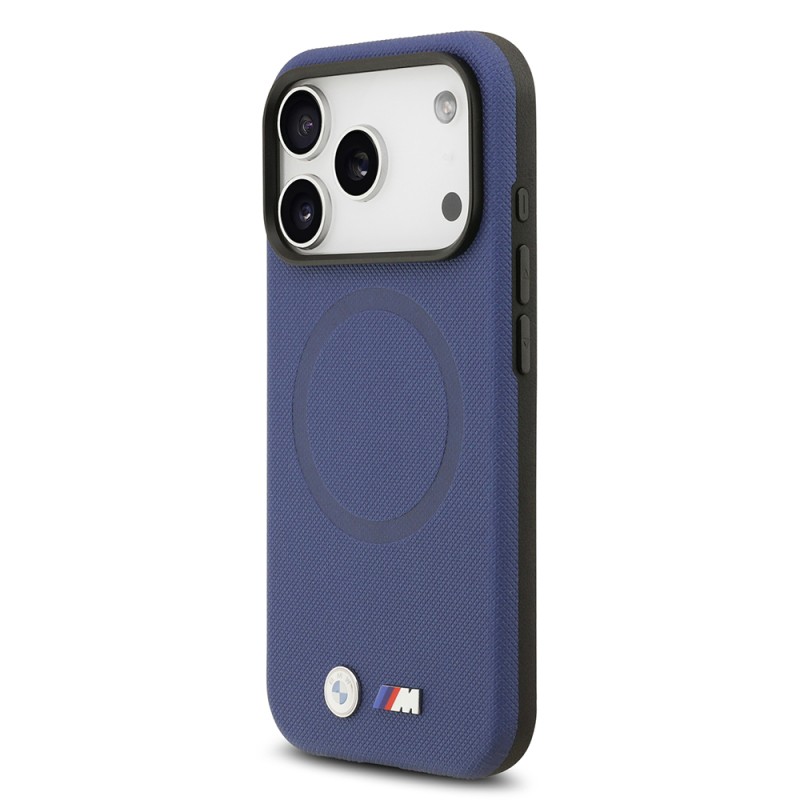Apple iPhone 17 Pro Case BMW Original Licensed M-Safe Charging Feature Metal Logo Perforated M Design Leather Cover - 31