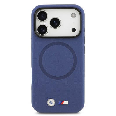 Apple iPhone 17 Pro Case BMW Original Licensed M-Safe Charging Feature Metal Logo Perforated M Design Leather Cover - 32