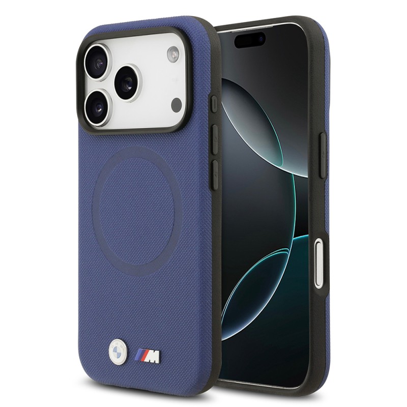 Apple iPhone 17 Pro Case BMW Original Licensed M-Safe Charging Feature Metal Logo Perforated M Design Leather Cover - 6