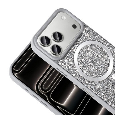 Apple iPhone 17 Pro Case Diamond Design Zore Mosaic Silicone Cover M-safe Charging Feature - 9