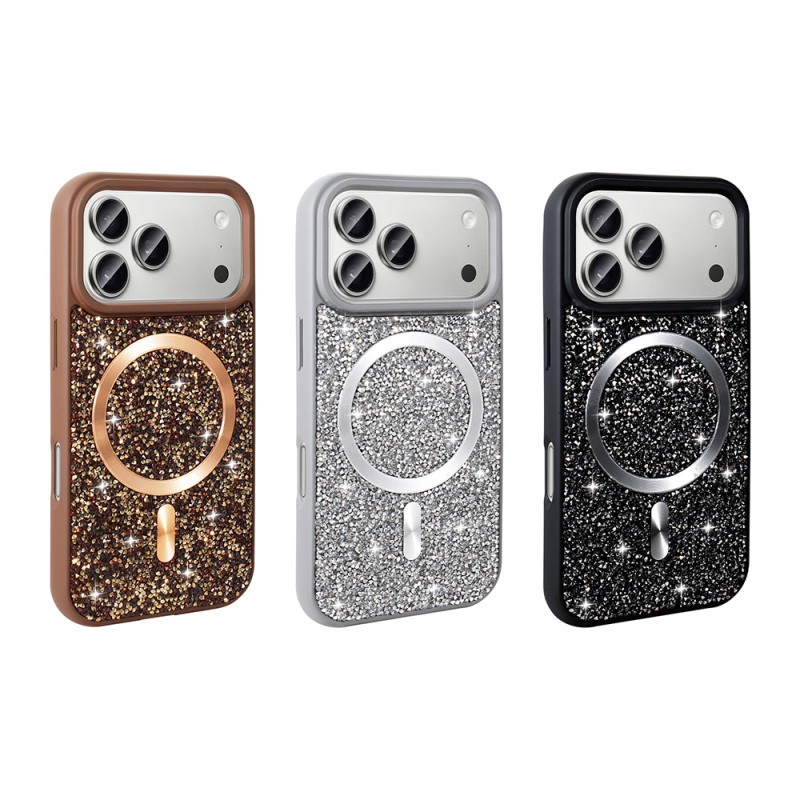 Apple iPhone 17 Pro Case Diamond Design Zore Mosaic Silicone Cover M-safe Charging Feature - 11