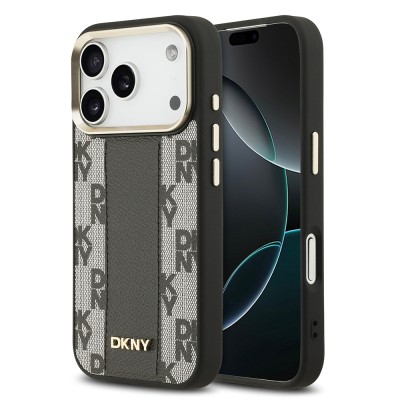 Apple iPhone 17 Pro Case DKNY Original Licensed M-safe Charging Feature 3D Printed Checkered Pattern Cover - 3