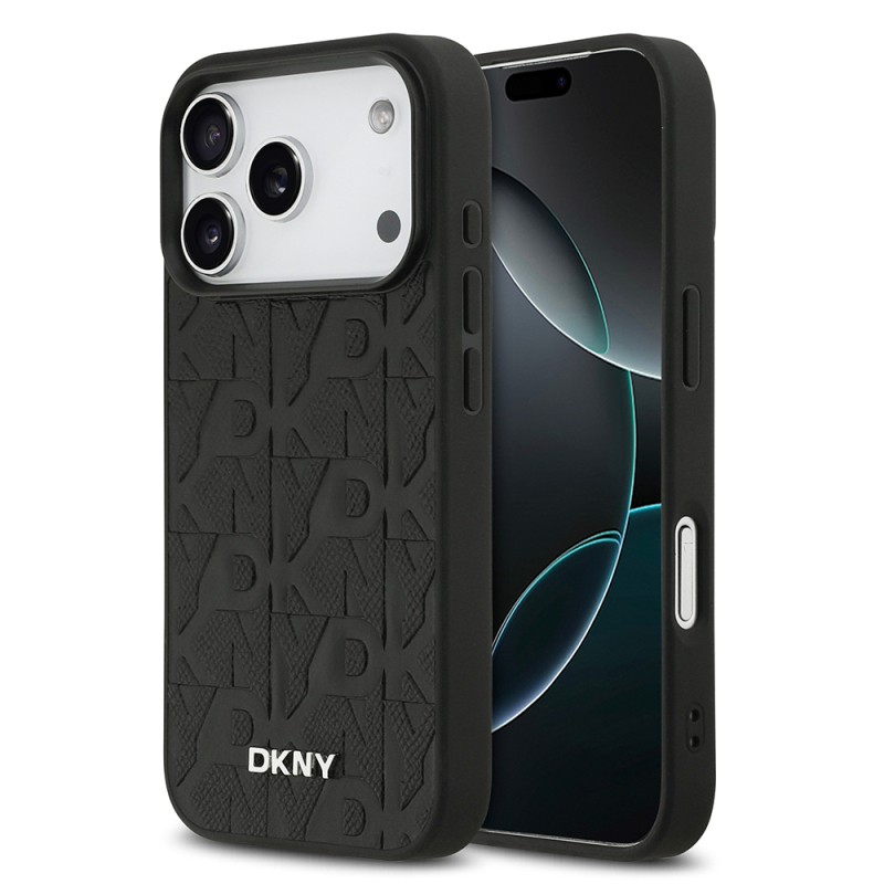 Apple iPhone 17 Pro Case DKNY Original Licensed M-safe Charging Feature 3D Printed Grid Pattern Cover - 3
