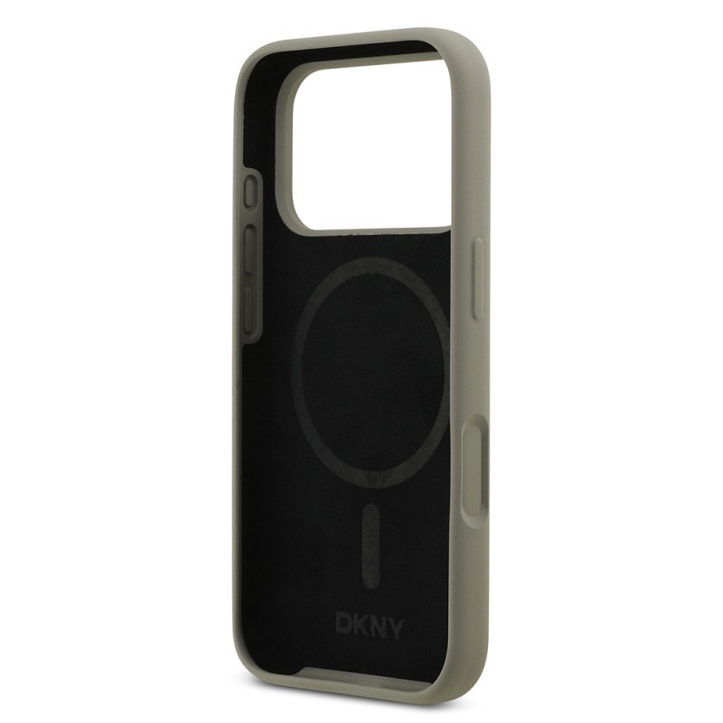 Apple iPhone 17 Pro Case DKNY Original Licensed M-Safe Charging Feature Metal Logo Silicone Cover - 16