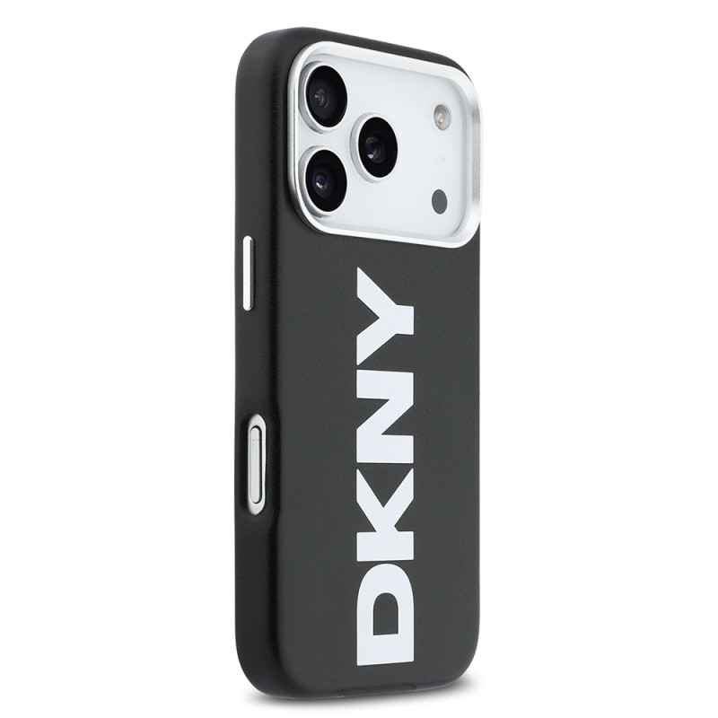 Apple iPhone 17 Pro Case DKNY Original Licensed M-safe Charging Feature PU Large Vertical Logo Cover - 14