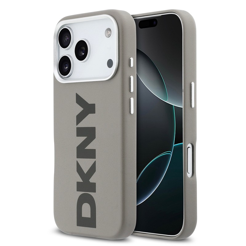 Apple iPhone 17 Pro Case DKNY Original Licensed M-safe Charging Feature PU Large Vertical Logo Cover - 4