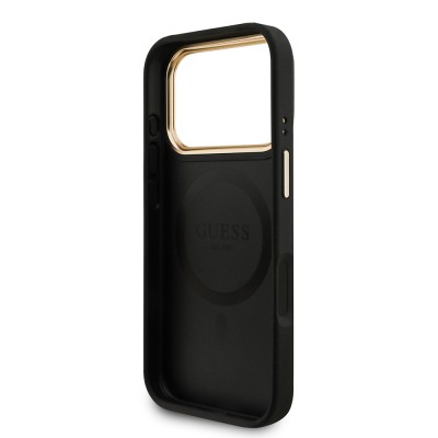 Apple iPhone 17 Pro Case Guess Original Licensed M-safe Charging Case with Strap and 4G Logo Card Holder - 9