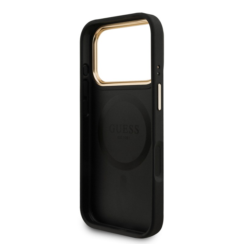 Apple iPhone 17 Pro Case Guess Original Licensed M-safe Charging Case with Strap and 4G Logo Card Holder - 9