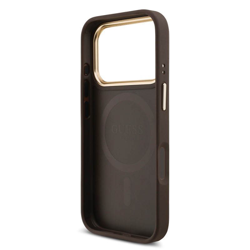 Apple iPhone 17 Pro Case Guess Original Licensed M-safe Charging Case with Strap and 4G Logo Card Holder - 19