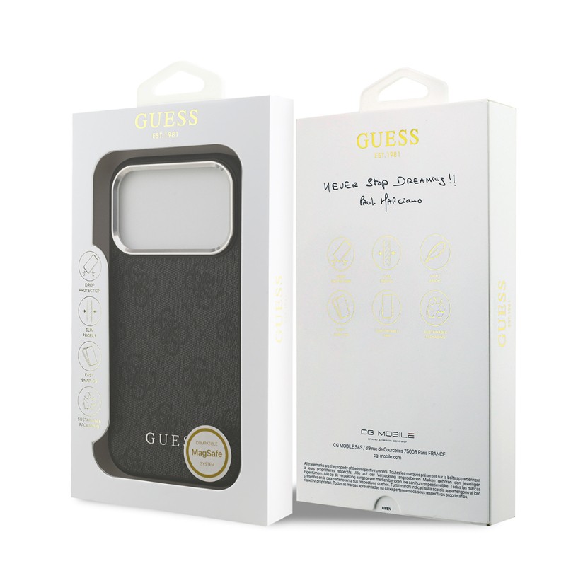 Apple iPhone 17 Pro Case Guess Original Licensed M-safe Charging Feature 4G Classic Text Logo Cover - 16