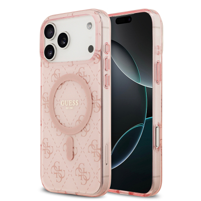 Apple iPhone 17 Pro Case Guess Original Licensed M-Safe Charging Feature IML Printed Classic Logo 4G Patterned Cover - Guess